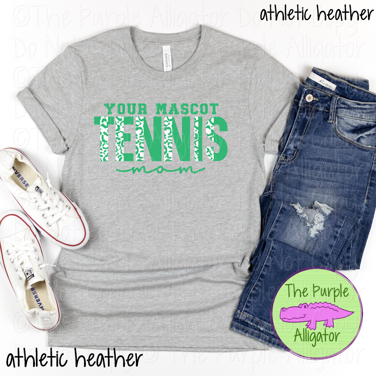 YOUR MASCOT Tennis Mom Leopard 8 – Custom Tennis Team Spirit Wear Mascot Mom Apparel 0724 TPA