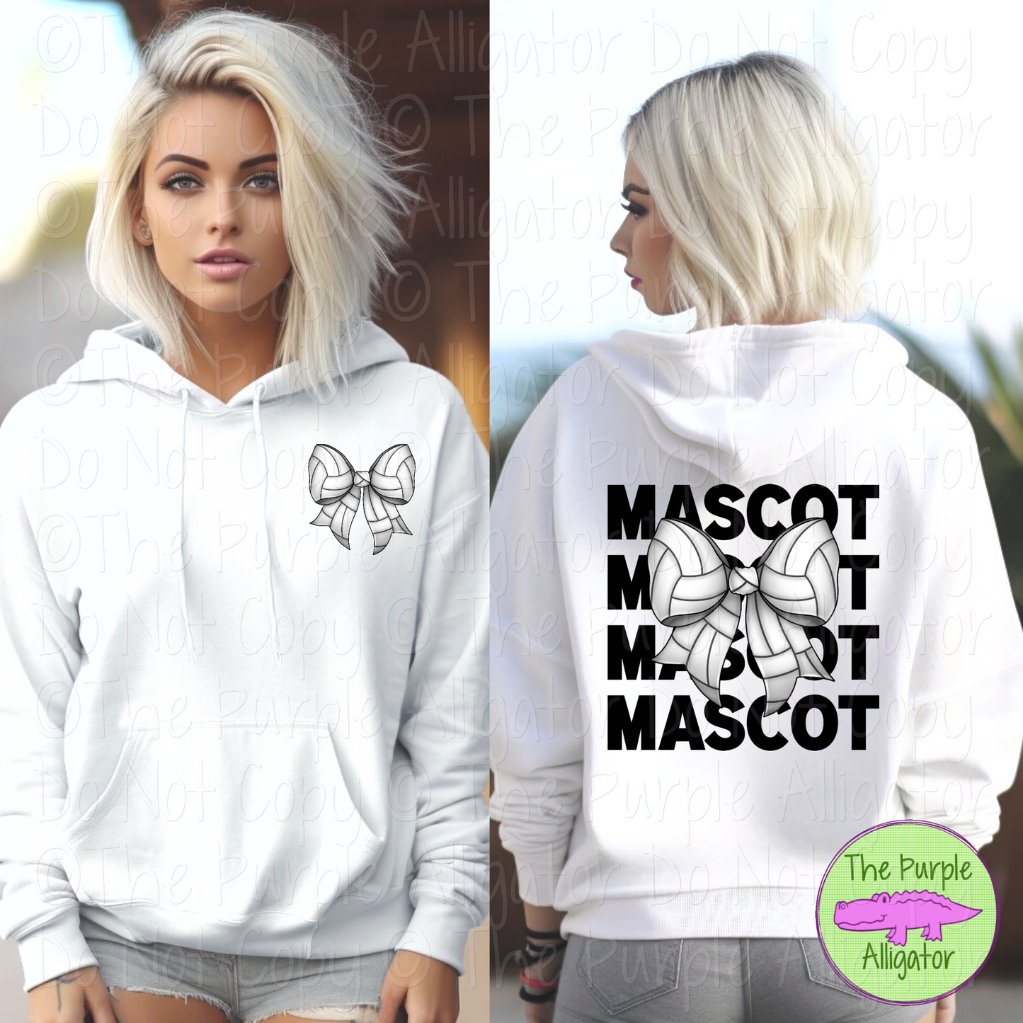YOUR MASCOT Stack Volleyball Bow Front Back Mascot School Spirit Shirt Volleyball Team Apparel Game Day Fan Wear 0425 TPA