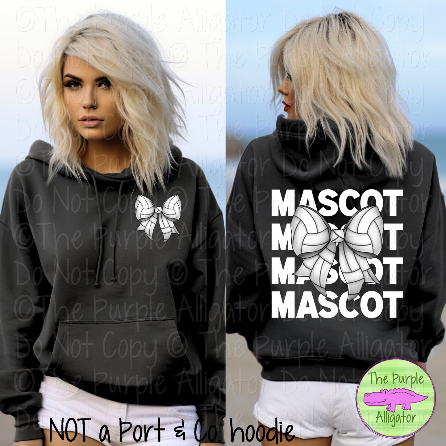 YOUR MASCOT Stack Volleyball Bow Front Back Mascot School Spirit Shirt Volleyball Team Apparel Game Day Fan Wear 0425 TPA
