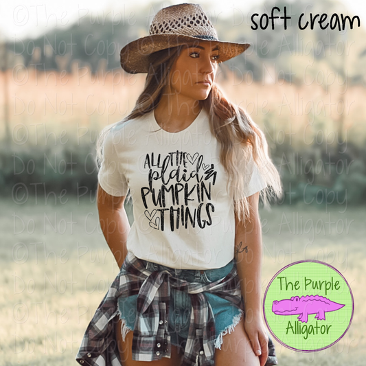 All the Plaid and Pumpkin Things | Cozy Fall Pumpkin Graphic Tee for Women 0921 HMD