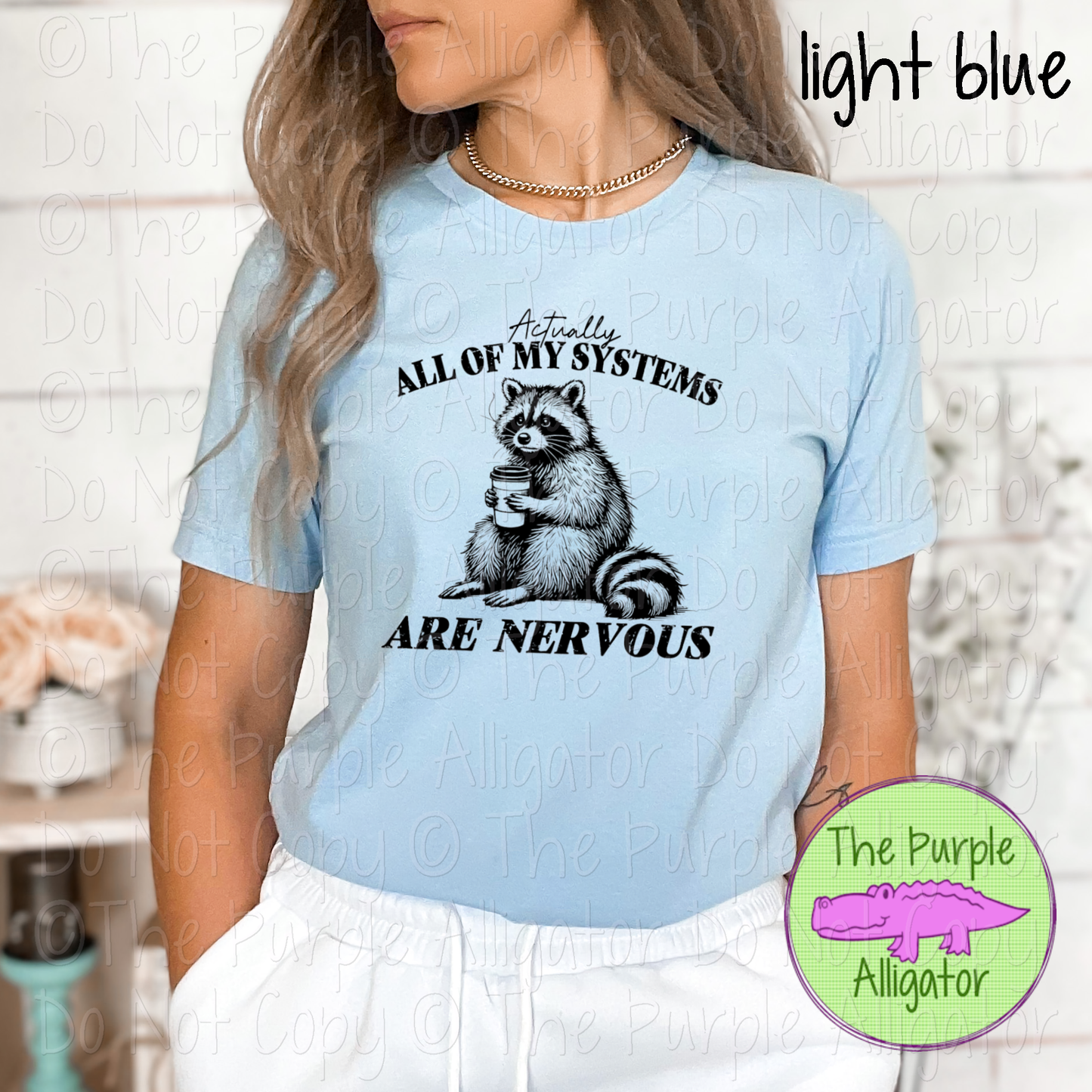 All of My Systems Are Nervous Funny Raccoon Anxiety Humor 0325 DS