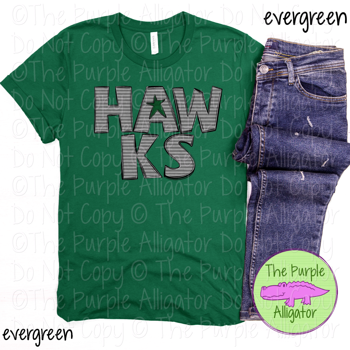 Hawks All Star Gray Stripe Mascot School Spirit Wear Team Gear 0325 (d2f TPA)