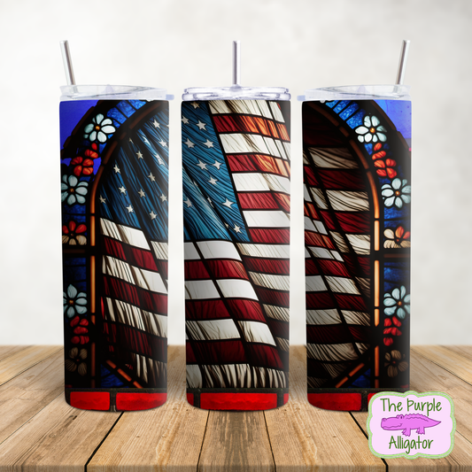 American Flag Stained Glass (BT) 20oz Tumbler