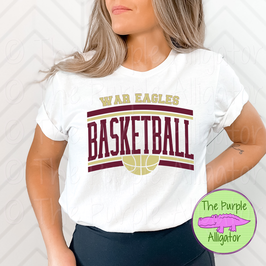 War Eagles Basketball SC51 Mascot School Spirit - CHOOSE YOUR DESIGN COLORS (d2f TPA)