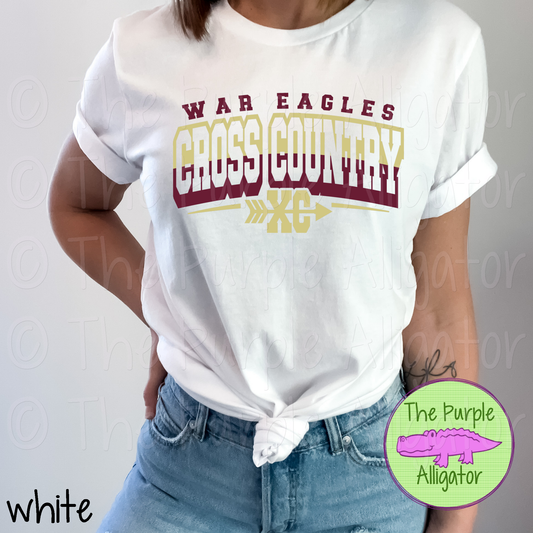 War Eagles Cross Country SC17 Mascot School Spirit - CHOOSE YOUR DESIGN COLORS (d2f TPA)