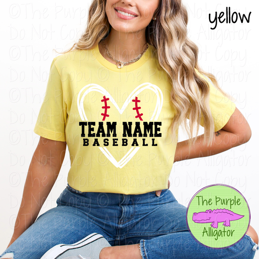 YOUR MASCOT Baseball 30 | Baseball Heart Spirit Wear Shirt | Baseball Fan Tee | 0724 TPA