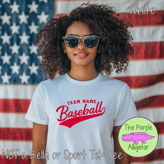 YOUR MASCOT Baseball 23 Classic Script Baseball Spirit Wear Tee | Custom Single Color Print 0126 TPA