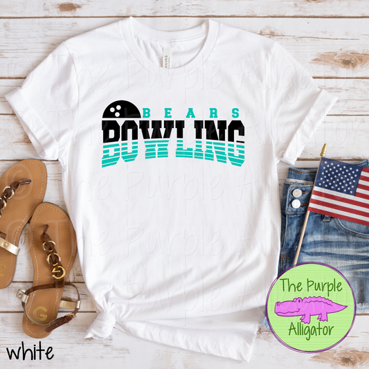 Bears Bowling SC4 Mascot School Spirit Wear Team Swag - CHOOSE YOUR DESIGN COLORS (d2f TPA)