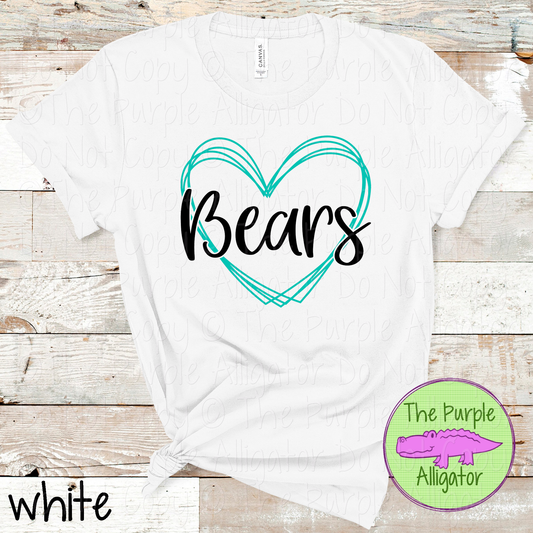 Bears Heart Frame | Custom Two-Color School & Mascot Spirit Wear 1026 TPA