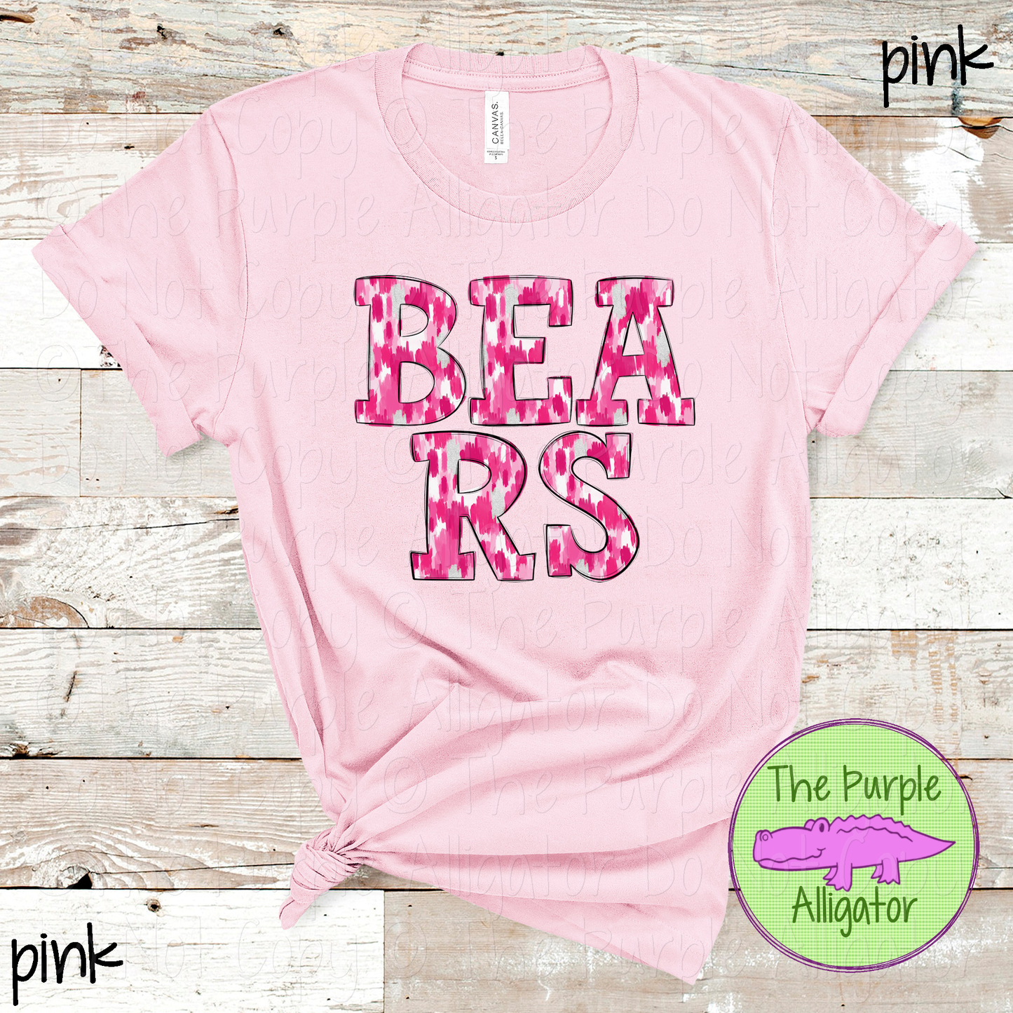 Bears Pink Out Brush Strokes – Custom Pink Mascot Spirit Wear Breast Cancer Awareness Apparel 0726 TPA