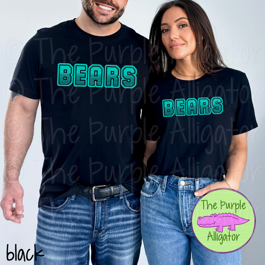 Bears T401 | Varsity Letter Retro Spirit Wear - CHOOSE YOUR TEXT COLOR 0725 (d2f TPA)