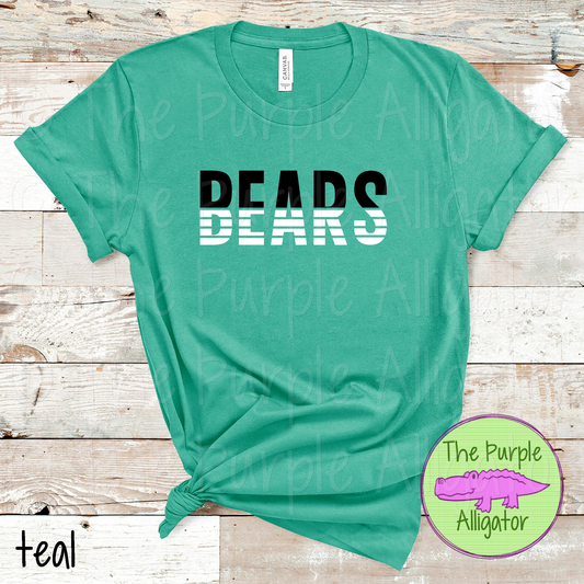 Bears Split Alpha Mascot School Spirit - CHOOSE YOUR DESIGN COLORS (d2f TPA)