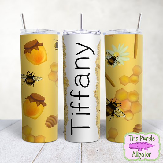Bee Honey Jars 93 Gold Glitter Name Personalized (TWD) 20oz Tumbler