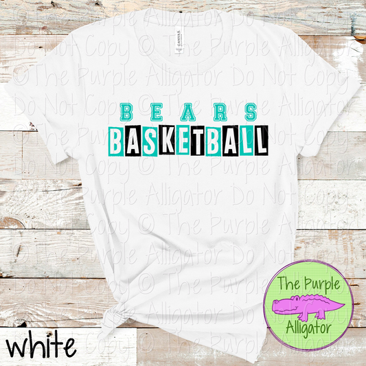 Bears Basketball Halftime – Bold Two-Color Mascot Sports Spirit Wear Design - CHOOSE YOUR DESIGN COLORS - 0925 (d2f TPA)