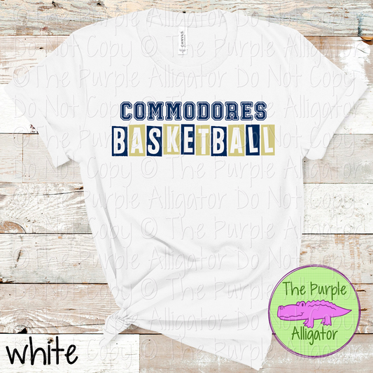 Commodores Basketball Halftime – Bold Two-Color Mascot Sports Spirit Wear Design - CHOOSE YOUR DESIGN COLORS - 0925 (d2f TPA)