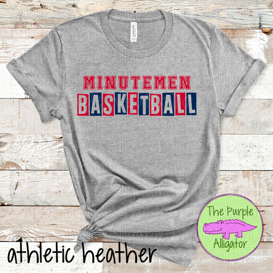 Minutemen Basketball Halftime – Bold Two-Color Mascot Sports Spirit Wear Design - CHOOSE YOUR DESIGN COLORS - 0925 (d2f TPA)