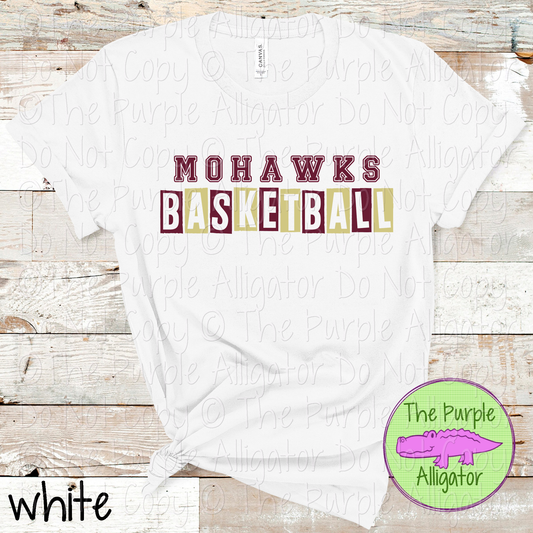 Mohawks Basketball Halftime – Bold Two-Color Mascot Sports Spirit Wear Design - CHOOSE YOUR DESIGN COLORS - 0925 (d2f TPA)