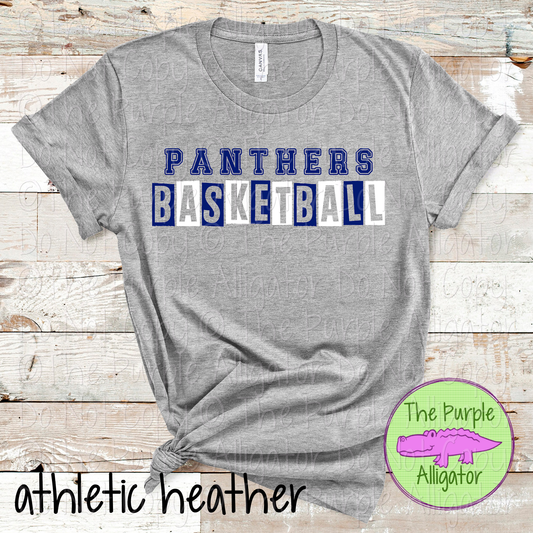Panthers Basketball Halftime – Bold Two-Color Mascot Sports Spirit Wear Design - CHOOSE YOUR DESIGN COLORS - 0925 (d2f TPA)