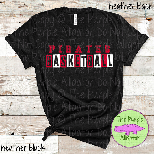 Pirates Basketball Halftime – Bold Two-Color Mascot Sports Spirit Wear Design - CHOOSE YOUR DESIGN COLORS - 0925 (d2f TPA)