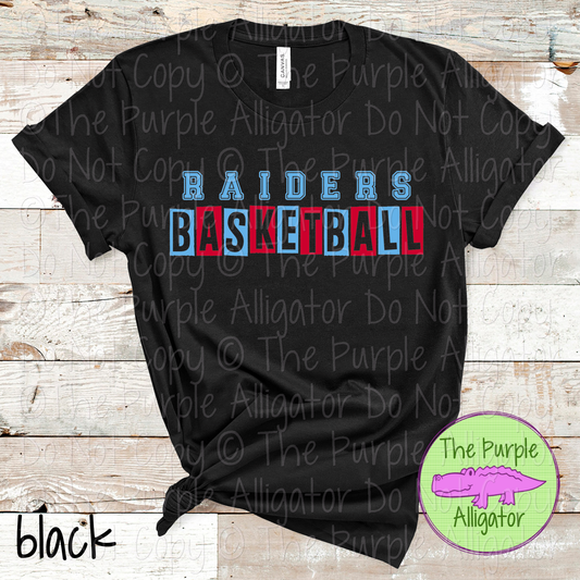 Raiders Basketball Halftime – Bold Two-Color Mascot Sports Spirit Wear Design - CHOOSE YOUR DESIGN COLORS - 0925 (d2f TPA)