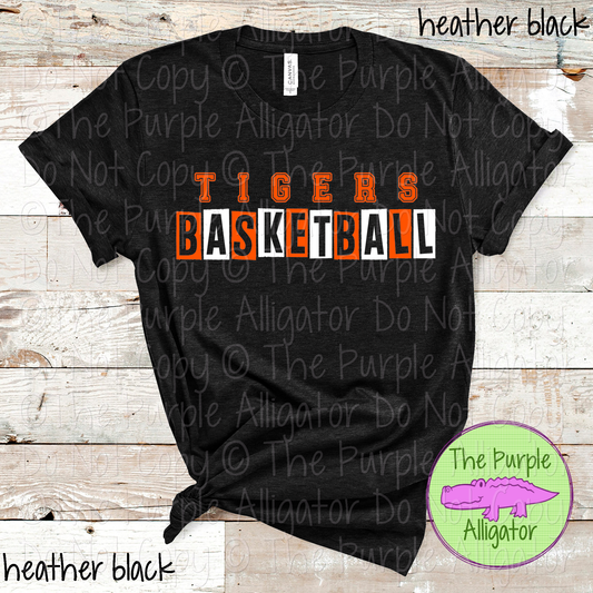 Tigers Basketball Halftime – Bold Two-Color Mascot Sports Spirit Wear Design - CHOOSE YOUR DESIGN COLORS - 0925 (d2f TPA)