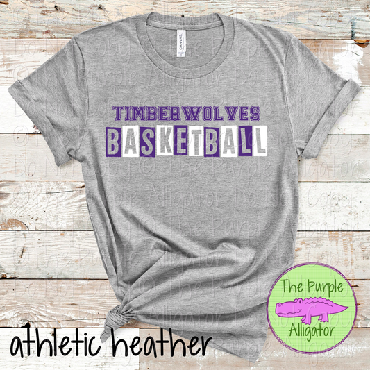 Timberwolves Basketball Halftime – Bold Two-Color Mascot Sports Spirit Wear Design - CHOOSE YOUR DESIGN COLORS - 0925 (d2f TPA)