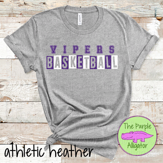 Vipers Basketball Halftime – Bold Two-Color Mascot Sports Spirit Wear Design - CHOOSE YOUR DESIGN COLORS - 0925 (d2f TPA)