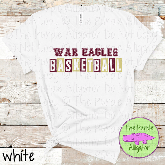 War Eagles Basketball Halftime – Bold Two-Color Mascot Sports Spirit Wear Design - CHOOSE YOUR DESIGN COLORS - 0925 (d2f TPA)