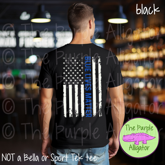 Blue Lives Matter Flag - BACK OF TEE DESIGN - 0922 (d2f FS)