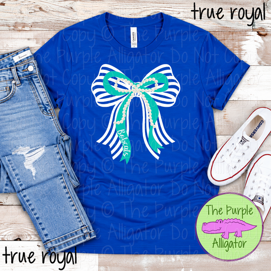 Bobcats Stripes & Pearls – Custom Two-Color Mascot Bow Spirit Wear 1026 TPA