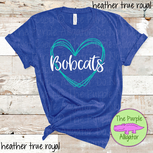 Bobcats Heart Frame | Custom Two-Color School & Mascot Spirit Wear 1026 TPA