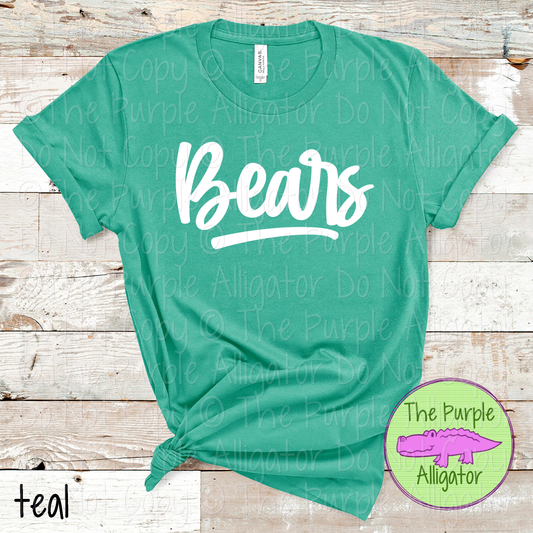 Bears Bold Flow | Bold Handwritten Spirit Wear Design for Students, Staff & Fans - CHOOSE YOUR DESIGN COLOR 0725 (d2f TPA)