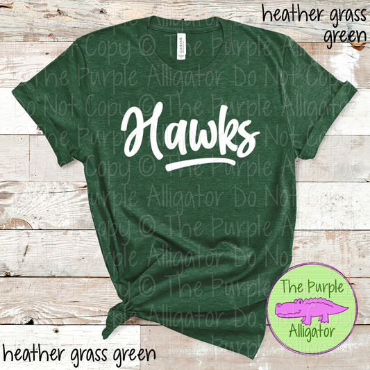 Hawks Bold Flow | Bold Handwritten Spirit Wear Design for Students, Staff & Fans - CHOOSE YOUR DESIGN COLOR 0725 (d2f TPA)
