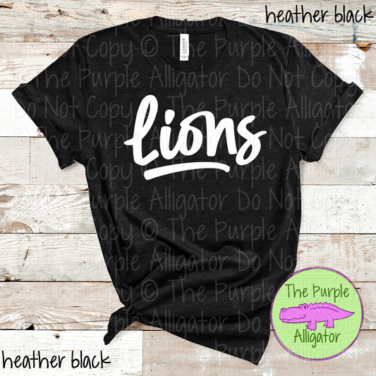 Lions Bold Flow | Bold Handwritten Spirit Wear Design for Students, Staff & Fans - CHOOSE YOUR DESIGN COLOR 0725 (d2f TPA)