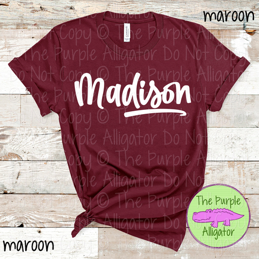 Madison Bold Flow | Bold Handwritten Spirit Wear Design for Students, Staff & Fans - CHOOSE YOUR DESIGN COLOR 0725 (d2f TPA)
