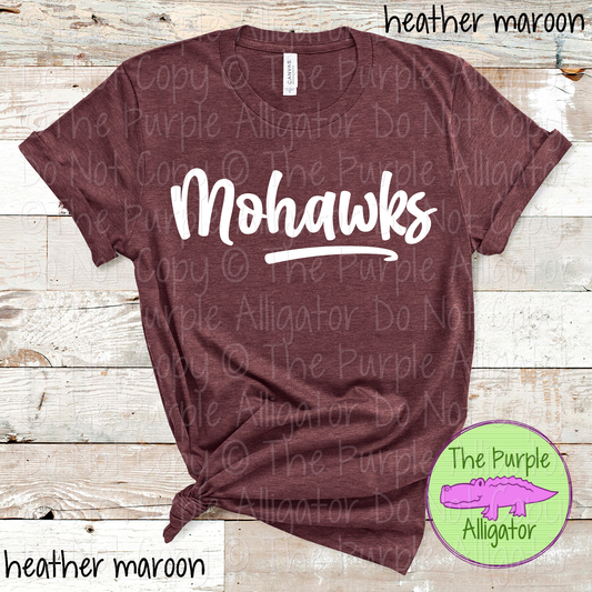 Mohawks Bold Flow | Bold Handwritten Spirit Wear Design for Students, Staff & Fans - CHOOSE YOUR DESIGN COLOR 0725 (d2f TPA)