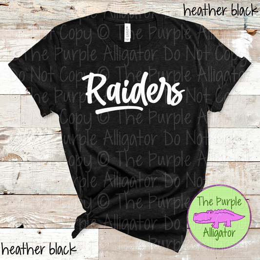 Raiders Bold Flow | Bold Handwritten Spirit Wear Design for Students, Staff & Fans - CHOOSE YOUR DESIGN COLOR 0725 (d2f TPA)