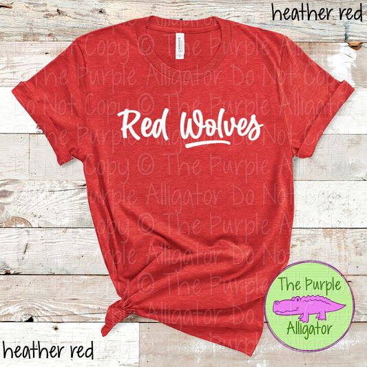Red Wolves Bold Flow | Bold Handwritten Spirit Wear Design for Students, Staff & Fans - CHOOSE YOUR DESIGN COLOR 0725 (d2f TPA)