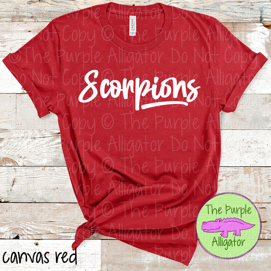 Scorpions Bold Flow | Bold Handwritten Spirit Wear Design for Students, Staff & Fans - CHOOSE YOUR DESIGN COLOR 0725 (d2f TPA)