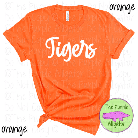 Tigers Bold Flow | Bold Handwritten Spirit Wear Design for Students, Staff & Fans - CHOOSE YOUR DESIGN COLOR 0725 (d2f TPA)