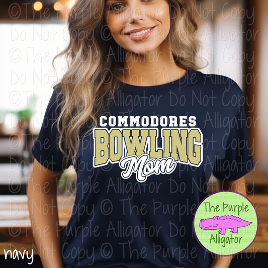 Commodores Bowling Mom Mascot School Spirit Wear Team Gear - CHOOSE YOUR DESIGN COLORS - 0425 (d2f TPA)