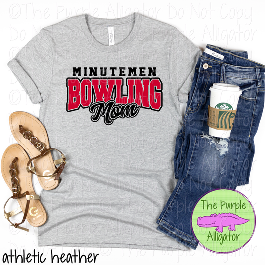 Minutemen Bowling Mom Mascot School Spirit Wear Team Gear - CHOOSE YOUR DESIGN COLORS - 0425 (d2f TPA)