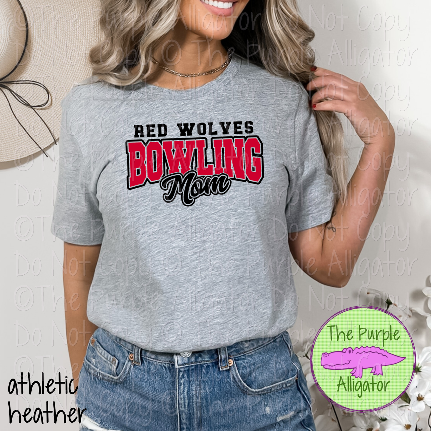 Red Wolves Bowling Mom Mascot School Spirit Wear Team Gear - CHOOSE YOUR DESIGN COLORS - 0425 (d2f TPA)