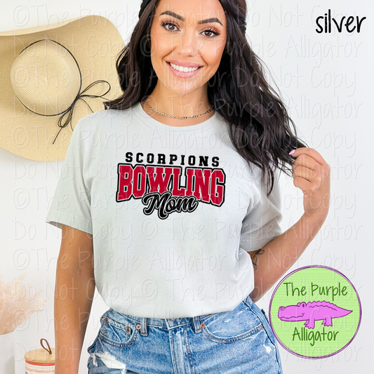 Scorpions Bowling Mom Mascot School Spirit Wear Team Gear - CHOOSE YOUR DESIGN COLORS - 0425 (d2f TPA)