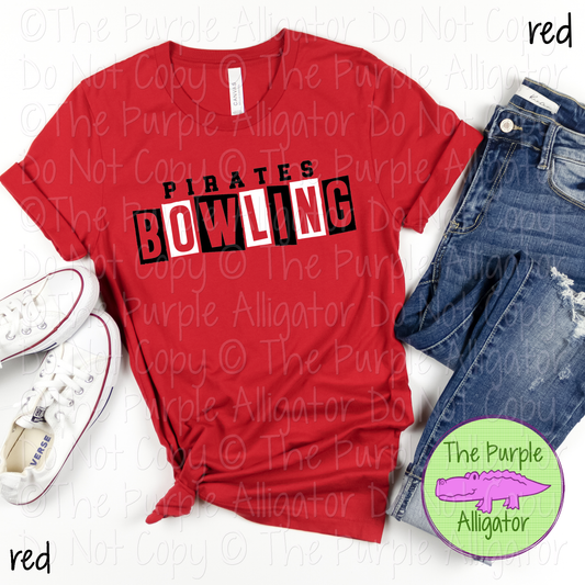 Pirates Bowling Halftime Mascot School Spirit Wear Team Gear - CHOOSE YOUR DESIGN COLORS - 0525 (d2f TPA)