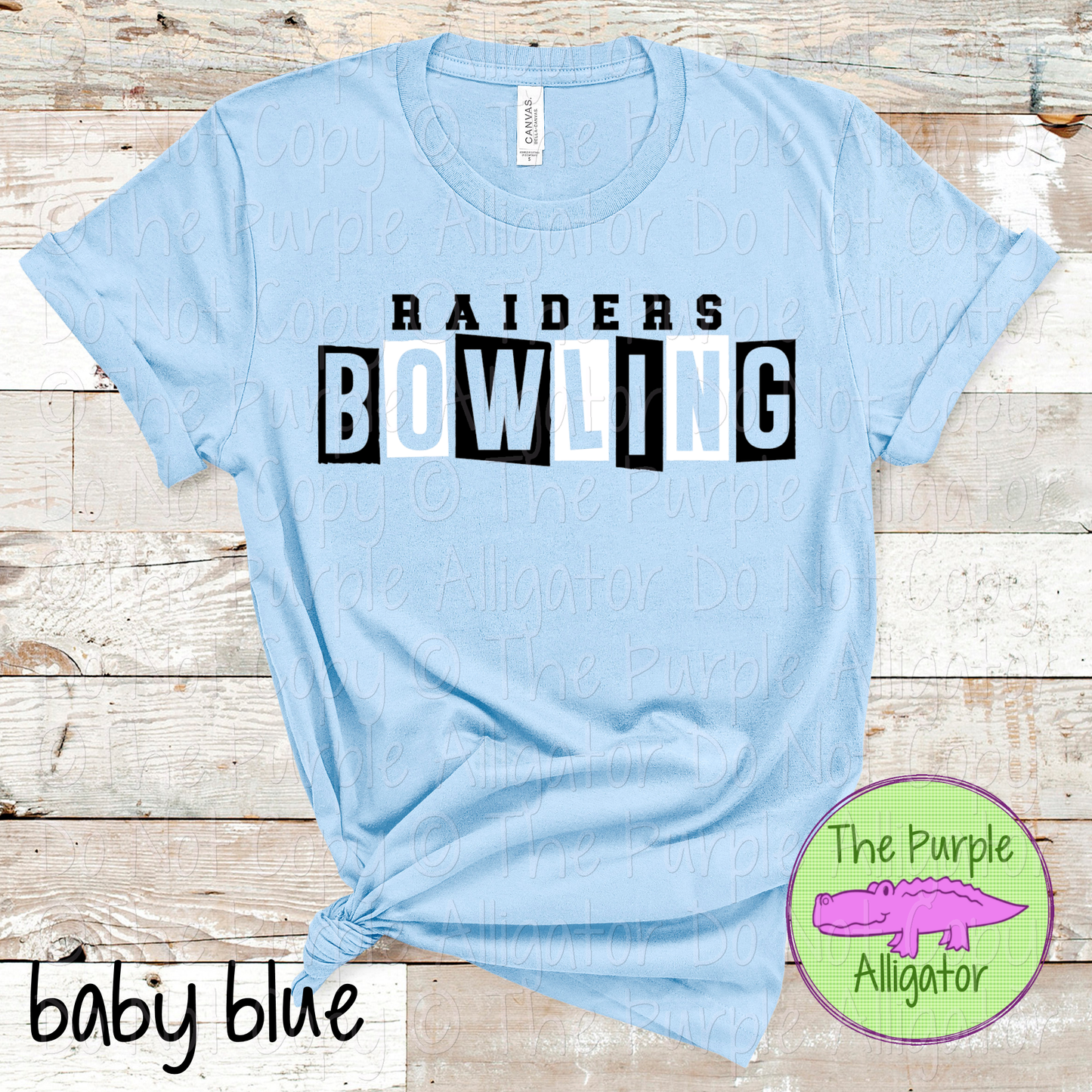 Raiders Bowling Halftime Mascot School Spirit Wear Team Gear - CHOOSE YOUR DESIGN COLORS - 0525 (d2f TPA)