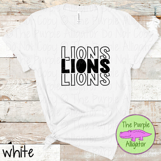 Lions Block Party - The Stacked Series | Bold Stacked Spirit Wear for Game Day & School Pride  0126 TPA