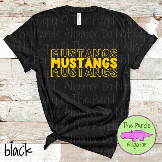 Mustangs Block Party - The Stacked Series | Bold Stacked Spirit Wear for Game Day & School Pride  0126 TPA