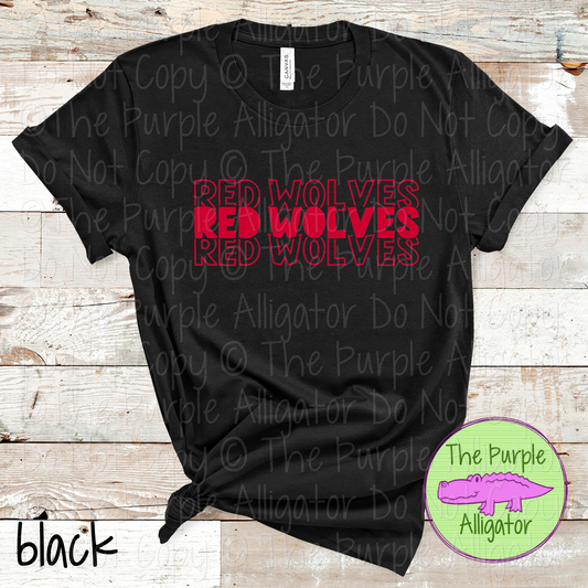 Red Wolves Block Party - The Stacked Series | Bold Stacked Spirit Wear for Game Day & School Pride  0126 TPA
