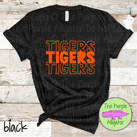 Tigers Block Party - The Stacked Series | Bold Stacked Spirit Wear for Game Day & School Pride  0126 TPA